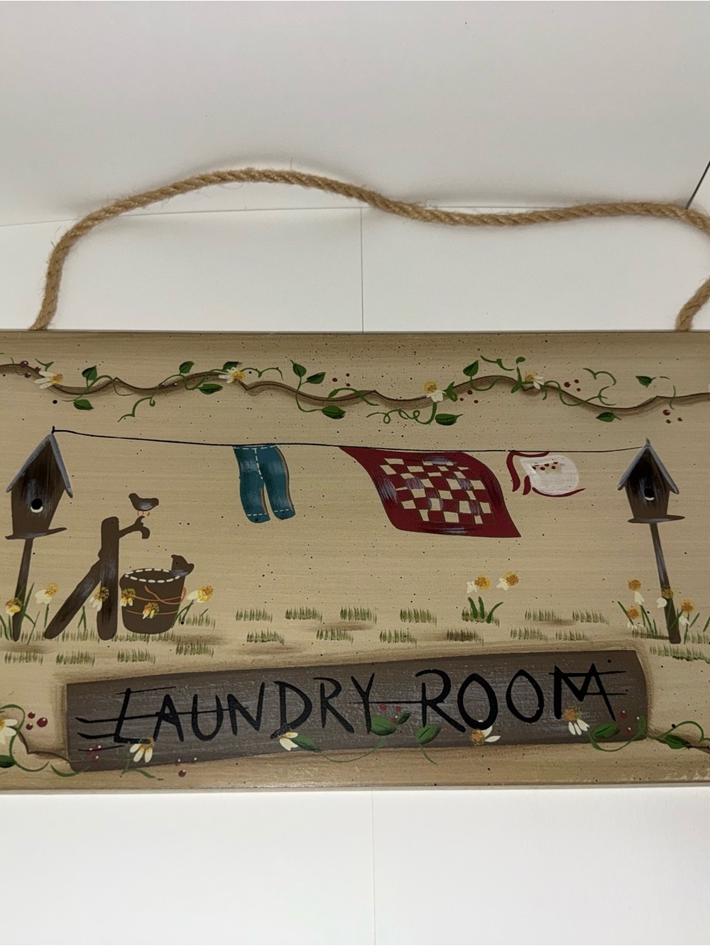 Source Unknown Beige Laundry Room Sign with Teal, Red, Green and White Accents